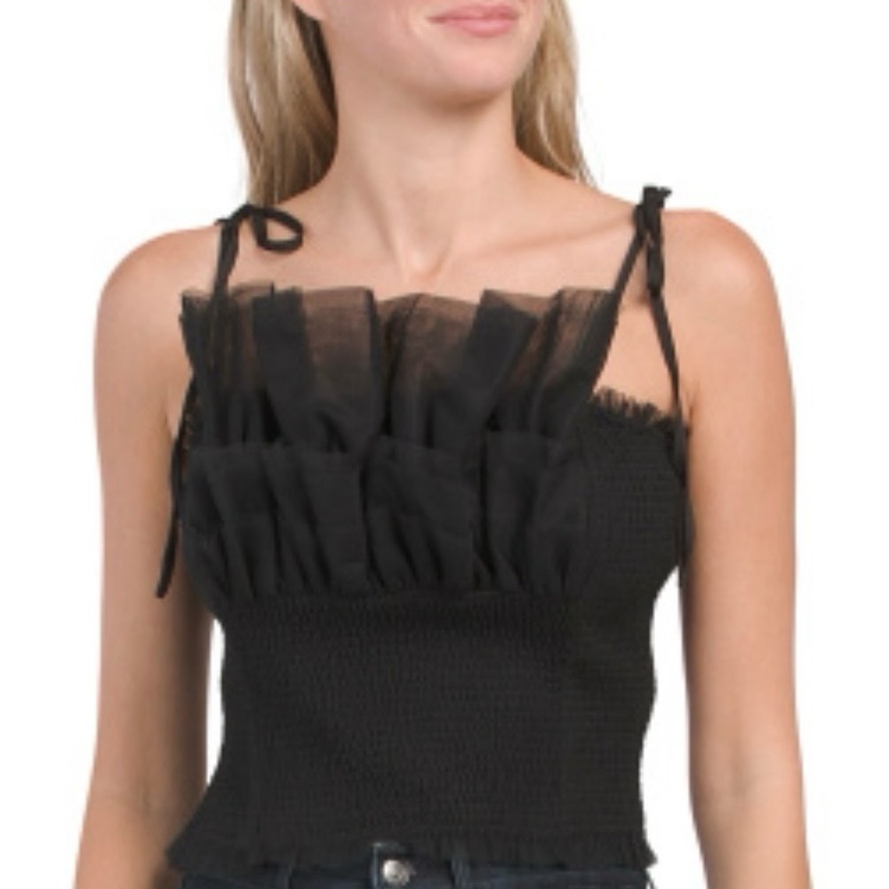ENDLESS ROSE Tulle Strap Top - Picture 1 of 11